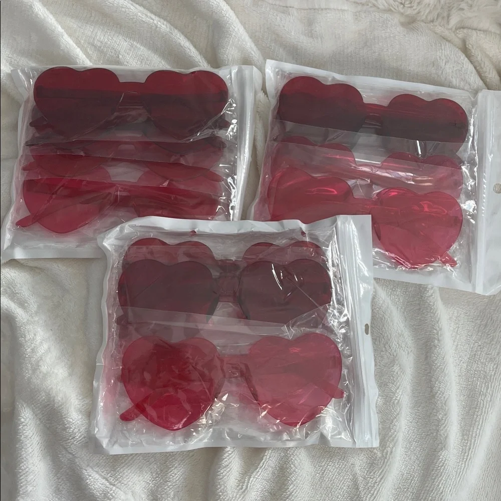 Heart-Shaped Red pink Sunglasses set of 12 new rimless party favors NWT